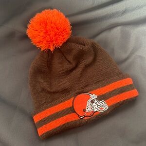 NFL branded toddler Cleveland Browns Stocking Cap in brown and orange